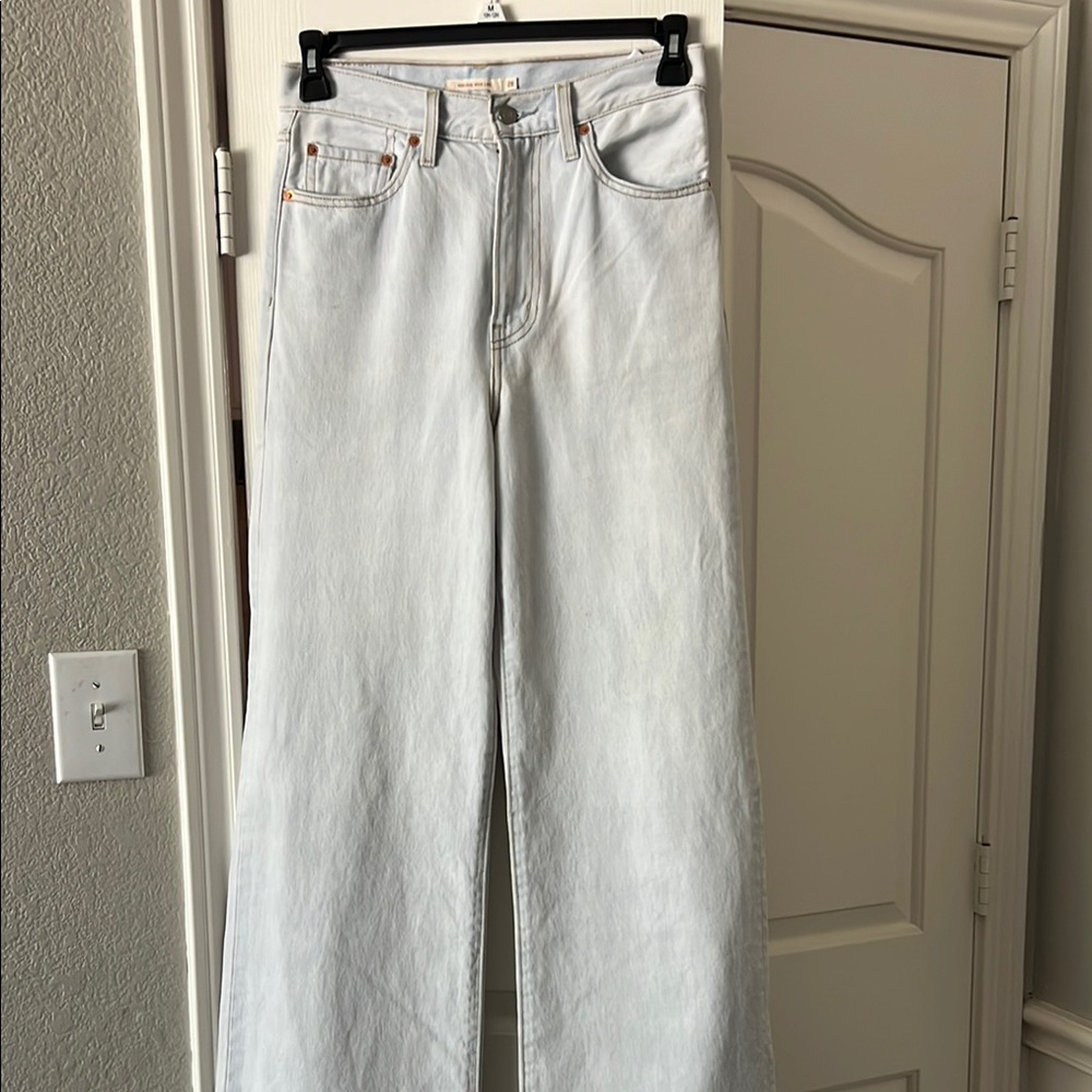 Beautiful 🩵🤍White/Blue Flare Wide Leg High-Waisted Jeans